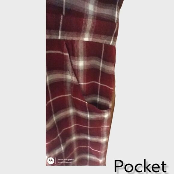 Andree Burgundy & White Plaid Midi Dress. - Picture 6 of 12